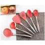 Stainless Steel Kitchenware Red 304 Stainless Steel Silicone Kitchenware High Temperature Non-stick Cookware Spatula Soup Spoon, 304stainless steel