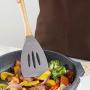 Jdeepued Silicone kitchenware Silicone Kitchen Utensils 9-Piece Cooking Utensils Set with Bamboo Wood Handles for Nonstick Cookware Utensils Holder Included Gray Silicone Kitchen Utensils