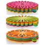 ME.FAN 3 Set Silicone Multi-Use Flower Trivet Mat - Premium Quality Insulated Flexible Durable Non Slip Coasters Hot Pads Yellow