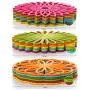 ME.FAN 3 Set Silicone Multi-Use Flower Trivet Mat - Premium Quality Insulated Flexible Durable Non Slip Coasters Hot Pads Yellow