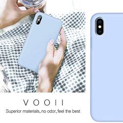 Vooii iPhone Xs Case, iPhone X Case, Soft Liquid Silicone Slim Rubber Full Body Protective iPhone Xs/X Case Cover (with Soft Microfiber Lining) Design for iPhone X iPhone Xs - Light Blue