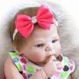 TERABITHIA 23 inch Alive Silicone Vinyl Full Body Reborn Baby Girl Dolls with Red Bow Headbands