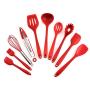 Kitchen Supplies Wok Spatula Household Kitchenware Kitchen Non-Stick Silicone 10 Piece Set Tool Accessories (Color : Red)