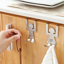 MOVEmen Hook 2Pcs Stainless Steel Lovers Shaped Hook Kitchen Hanger Clothes Storage Rack Tool Bathroom Hook Shower Hook Towel Hook Mop Shelf Umbrella Kitchenware Curtain Toothbrush Holder