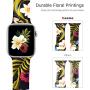 Kaome Floral Bands Compatible with Apple Watch 38mm 40mm 42mm 44mm, Soft Silicone Fadeless Pattern Printed Replacement Strap Bands for Women, Compatible with iWatch Series 5/4/3/2/1, S/M M/L