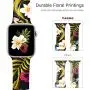 Kaome Floral Bands Compatible with Apple Watch 38mm 40mm 42mm 44mm, Soft Silicone Fadeless Pattern Printed Replacement Strap Bands for Women, Compatible with iWatch Series 5/4/3/2/1, S/M M/L