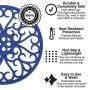 Non Slip Silicone Carved Trivet Mats Set For Dishes- Heat Resistant Coasters-Modern Kitchen Hot Pads For Pots & Pans | (Round, Set of 3, Navy Blue)