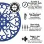 Non Slip Silicone Carved Trivet Mats Set For Dishes- Heat Resistant Coasters-Modern Kitchen Hot Pads For Pots & Pans | (Round, Set of 3, Navy Blue)
