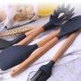 Hjyi Kitchen Cooking tools non-stick pot cooking spoon shovel wooden handle silicone kitchenware high temperature silicone kitchenware set (9 piece set)
