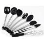 High Temperature Silicone Kitchenware 8 PCS Stainless Steel Handle Silicone Spatula Fishing Fence Food Clip Egg Beater Scraper