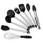 SKYyao Kitchen utensil set Stainless steel hollow handle kitchenware silicone kitchenware 8-piece set spoon drain shovel set stainless steel
