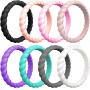 ThunderFit Womens Thin Swivel Rings, 10 Rings / 8 Rings / 4 Rings / 1 Ring - Stackable Silicone Wedding Rings - 2.5mm Wide - 2mm Thick