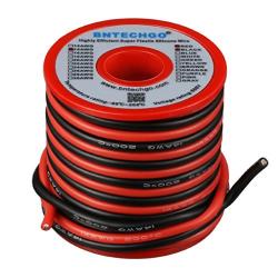 BNTECHGO 14 Gauge Silicone Wire Spool 40 feet Ultra Flexible High Temp 200 deg C 600V 14 AWG Silicone Wire 400 Strands of Tinned Copper Wire 20 ft Black and 20 ft Red Stranded Wire for Model Battery