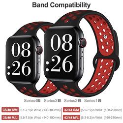 EXCHAR Sport Band Compatible with Apple Watch Band 38mm 42mm 40mm 44mm Breathable Soft Silicone Replacement Wristband Women and Men for iWatch Series 5 4 3 2 1 Nike+ All Various Styles