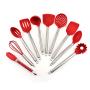 Yuybei-Home Silicone kitchenware 10 Pieces Silicone Cooking Utensils Kitchen Utensil Set Stainless Steel Handles Cooking Tools for Nonstick Cookware Nonstick Heat Resistant Tools