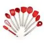 Silicone kitchenware 10 Pieces Stainless Steel Handle Ultimate Kitchen Utensils Set Food Grade Silicone Cooking Utensils Nonstick Cookware Cooking Tools Very suitable as a gift for friends and family