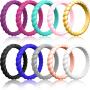 ThunderFit Womens Thin Swivel Rings, 10 Rings / 8 Rings / 4 Rings / 1 Ring - Stackable Silicone Wedding Rings - 2.5mm Wide - 2mm Thick