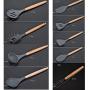 11 Pcs Non-Stick Silicone Kitchen Set - Cooking Utensils Heat Resistant Kitchenware Wooden Handle Turner Spoon Spatulas Stainless Steel Storage
