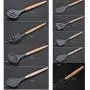 11 Pcs Non-Stick Silicone Kitchen Set - Cooking Utensils Heat Resistant Kitchenware Wooden Handle Turner Spoon Spatulas Stainless Steel Storage