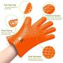 Silicone BBQ Gloves Waterproof Oven Mitts -Heat Resistant Grilling Accessories & Home Kitchen Tools for Cooking, Baking,Barbecue,Potholder (Orange)