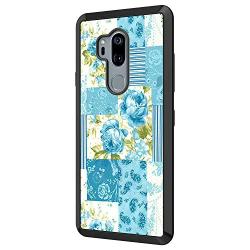 LG G7 ThinQ Case, Blue Flower Shock-Absorption TPU Rubber Bumper LG G7 ThinQ Case, Ultra Thin Slim Protective Cover for LG G7 ThinQ-Black