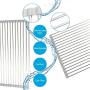 YANG WU Stainless Steel Roll-Up Dish Drying Rack, Multipurpose Dish Drainer, Non-Slip Silicone Coated Edges, Antirust Heat Resistant Resistant Corrosion, 14 X 14"