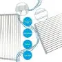 YANG WU Stainless Steel Roll-Up Dish Drying Rack, Multipurpose Dish Drainer, Non-Slip Silicone Coated Edges, Antirust Heat Resistant Resistant Corrosion, 14 X 14"