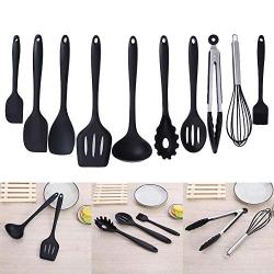 Non - Stick pan Kitchen Utensils Set of Silicone kitchenware 10 Sets Black
