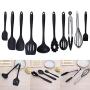 Non - Stick pan Kitchen Utensils Set of Silicone kitchenware 10 Sets Black