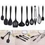 Non - Stick pan Kitchen Utensils Set of Silicone kitchenware 10 Sets Black