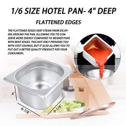 4" Deep Steam Table Pan 1/6 Size, Kitma 1.8 Quart Stainless Steel Anti-Jam Standard Weight Hotel GN Food Pans - NSF (6.93&quotL x 6.25&quotW) - 12 Pack