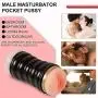 Pocket Pussy Male Masturbator Cup - 3D Realistic Masturbation Adult Sex Toys Vagina and Mouth with Teeth and Tongue Oral Masturabator Sleeve for Intense Stimulation, Black