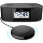 TimeShaker Super by iLuv, LCD Dual Alarm Clock with a Super Strong Wired Bed Shaker, Bluetooth Stereo Speakers, FM Radio and a USB Charging Port for Heavy Sleepers, Couples, and Deaf People