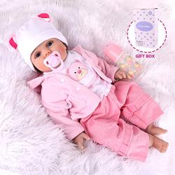 CHAREX Realistic Reborn Baby Doll Girls, Handmade Lifelike Silicone Weighted Dolls, 22 Inch Reallife Newborn Baby Dolls with Bear, Gifts/Toys for Kids Age 3+, EN71 and ASTM F96