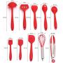 10pcs Non-Stick Kitchenware Silicone Heat Resistant Kitchen Cooking Utensils Baking Tool Cooking Tool Sets Xiaolanwelc (red)