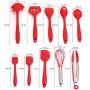 10pcs Non-Stick Kitchenware Silicone Heat Resistant Kitchen Cooking Utensils Baking Tool Cooking Tool Sets Xiaolanwelc (red)