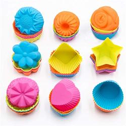 To encounter Silicone Cupcake Baking Cups 36 Pack Non Stick Cake Molds Sets 9 Shapes Silicone Muffin Pan for Baking BPA Free Silicone Muffin Liners