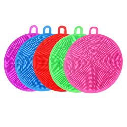 Silicone Scrubber(5 Pack), Silicone Sponges Multipurpose Kitchen Scrub Brush for Dish Pot and Veggies Fruit Smart Kitchen Gadgets Brush Accessories 5 Colors with Free Bonus 2 Hooks