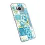 Samsung Galaxy S8 Case, Soft TPU Slim-Fit Flexible Ultra-Thin Clear Case, Full-Body Rugged Bumper Print Blue Flower Case for Samsung Galaxy S8, Transparent