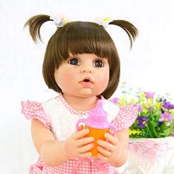 PURSUEBABY Doll Washable Full Body Reborn Toddler Girl Doll Opened Mouth Abby, 22 Inch Adorable Real Life Baby Dolls with Plugin Pacifier Toy Gift Set (Pink Clothes)