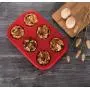 Silicone Muffin Pan, European LFGB Silicone Cupcake Baking Pan, 6 Cup Muffin, Non-Stick Muffin Tray, FDA LFGB Approved Egg Muffin Pan, Food Grade Molds Red