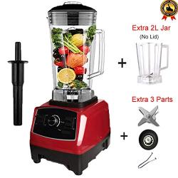 2200W Heavy Duty Commercial Blender Professional Blender Mixer Food Processor Japan Blade Juicer Ice Smoothie Machine,Red Jar Fullpart,Uk Plug