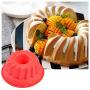 2 Pack Fluted Round Silicone Baking Molds, SENHAI Oven Roasting Non-Stick Bundt Cake Mousse Bread Pan - Red, Blue