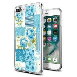 iPhone 7 8 Case, Blue Flower Shock-Absorption TPU Rubber Bumper iPhone 7 8 Case, Ultra Thin Slim Protective Cover for iPhone 7 8-Clear
