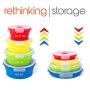 Thin Bins Collapsible Containers ? Set of 4 Round Silicone Food Storage Containers ? BPA Free, Microwave, Dishwasher and Freezer Safe - No more cluttered container cabinet!