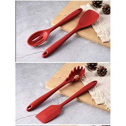 Alician 10pcs Kitchenware Silicone Spoon Cooking Utensils Accessories Heat Resistant Kitchenware red 10-Piece Color Box