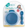 Bumkins Suction Silicone Baby Feeding Set, Bowl, Lid, Spoon, BPA-Free, First Feeding, Baby Led Weaning - Dark Blue