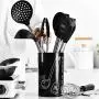 JYHYGS Kitchenware Set, Stainless Steel Silicone Cookware, Heat-Resistant Non-Stick Pan, 9-Piece Storage Box, Black