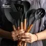 XKHUO 9pcs/set Multi-Purpose Wooden Handle Silicone Kitchenware Baking Tools Kitchen Accessories