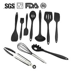 Silicone Kitchen Utensils, 10 Piece Premium Silicone Cooking Set, Heat Resistant and Nonstick Kitchen Utensil Set BPA Free, Dishwasher-Safe, Silicone kitchenware, Dahen